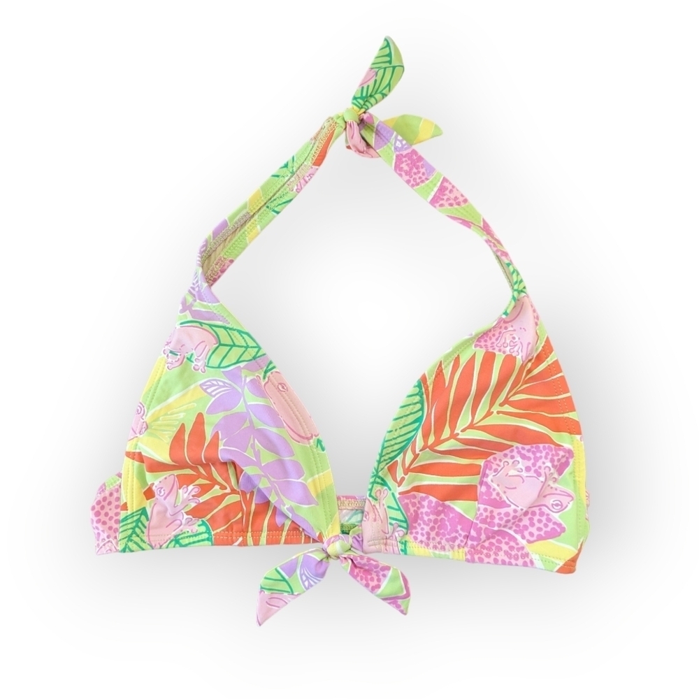 Vintage Lilly Pulitzer Y2K Tropical Frog Print Bikini Top